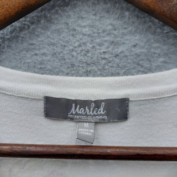 Floral Print Button-Down Cardigan By Marled M Rayon/Nylon Pink & White - Picture 2 of 5